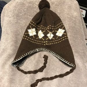 Knitted Fleece-lined Argyle Winter Hat